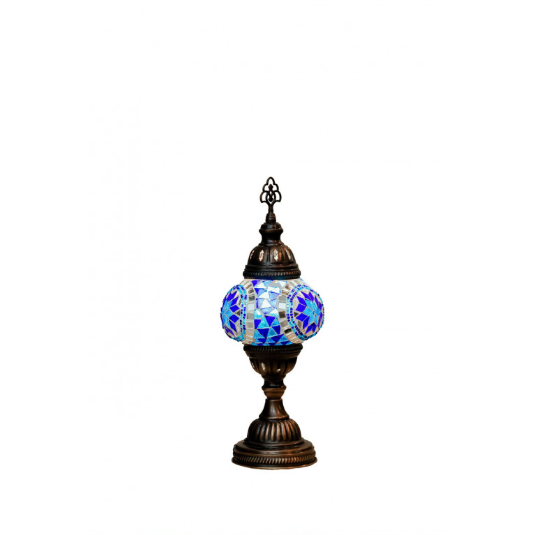 Table lamp, blue/white mosaic